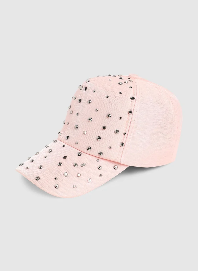 Haute Sauce  Maxi Studded Baseball Cap - Baby Pink  | Best Price UAE