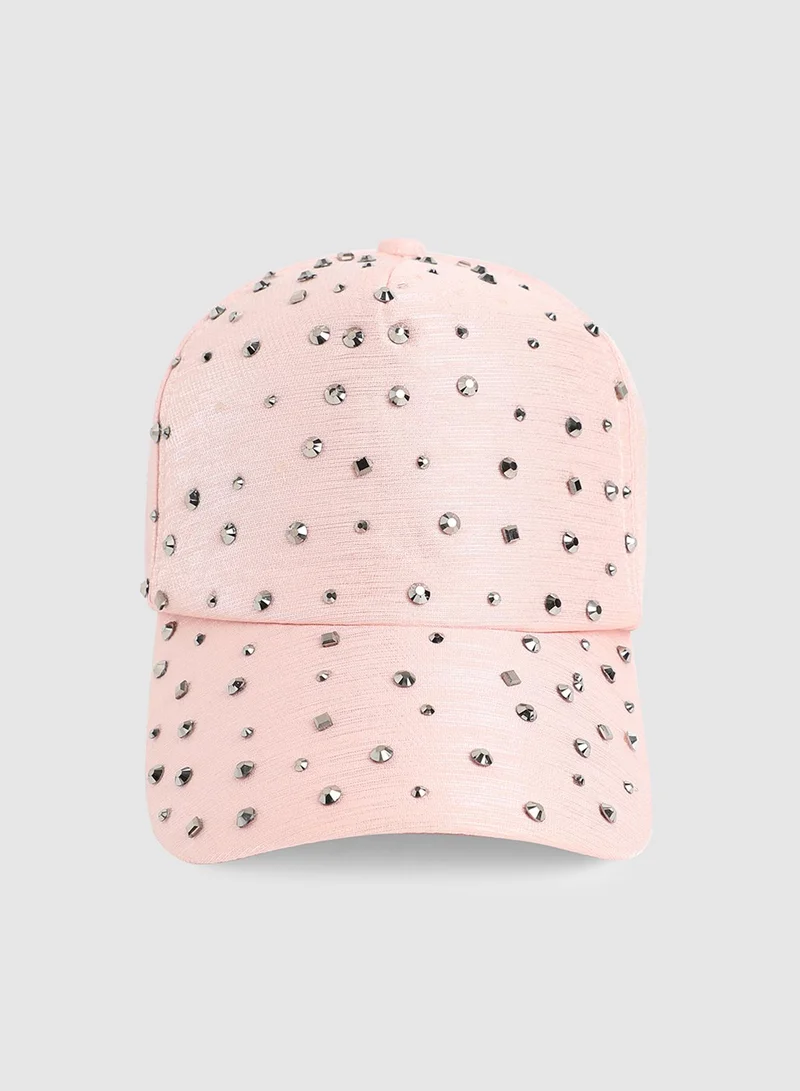 صوص هاوت كاب بيسبول مرصع - وردي فاتح