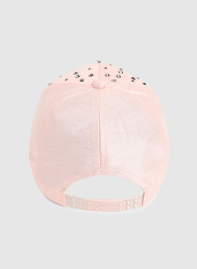 Haute Sauce  Maxi Studded Baseball Cap - Baby Pink  | Best Price UAE