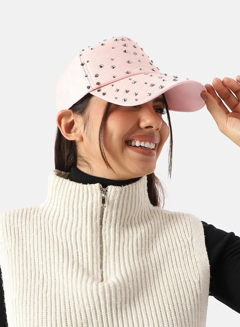 Haute Sauce  Maxi Studded Baseball Cap - Baby Pink  | Best Price UAE