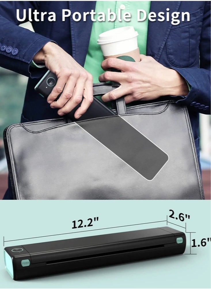 phomemo - Portable Thermal Printer Wireless Travel M08F Letter Bluetooth Mobile Inkless Printer Compatible with Android iOS Phone and Laptop Support 8.26" X 11.69" A4 Paper - Image 1