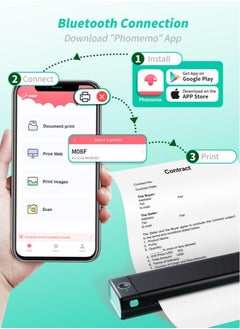 فوميمو طابعة حرارية محمولة للسفر M08F Letter بلوتوث بدون حبر متنقلة متوافقة مع هاتف Android iOS والكمبيوتر المحمول تدعم ورق A4 مقاس 8.26 بوصة × 11.69 بوصة  - Image 5