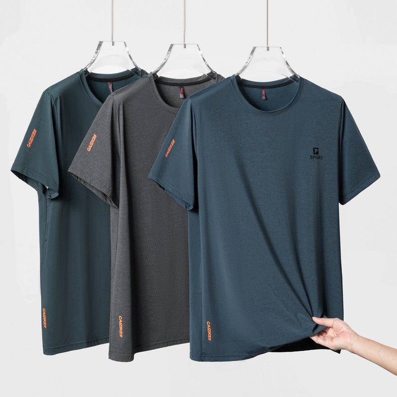 Ice Silk Short-Sleeved T-Shirt Men'S Extra Large Size Fashionable Brand Fat Plus Size Super Cool Quick-Drying Sports T Half-Sleeved - Image 3
