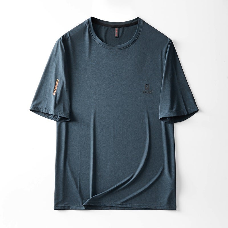 Ice Silk Short-Sleeved T-Shirt Men'S Extra Large Size Fashionable Brand Fat Plus Size Super Cool Quick-Drying Sports T Half-Sleeved - Image 1