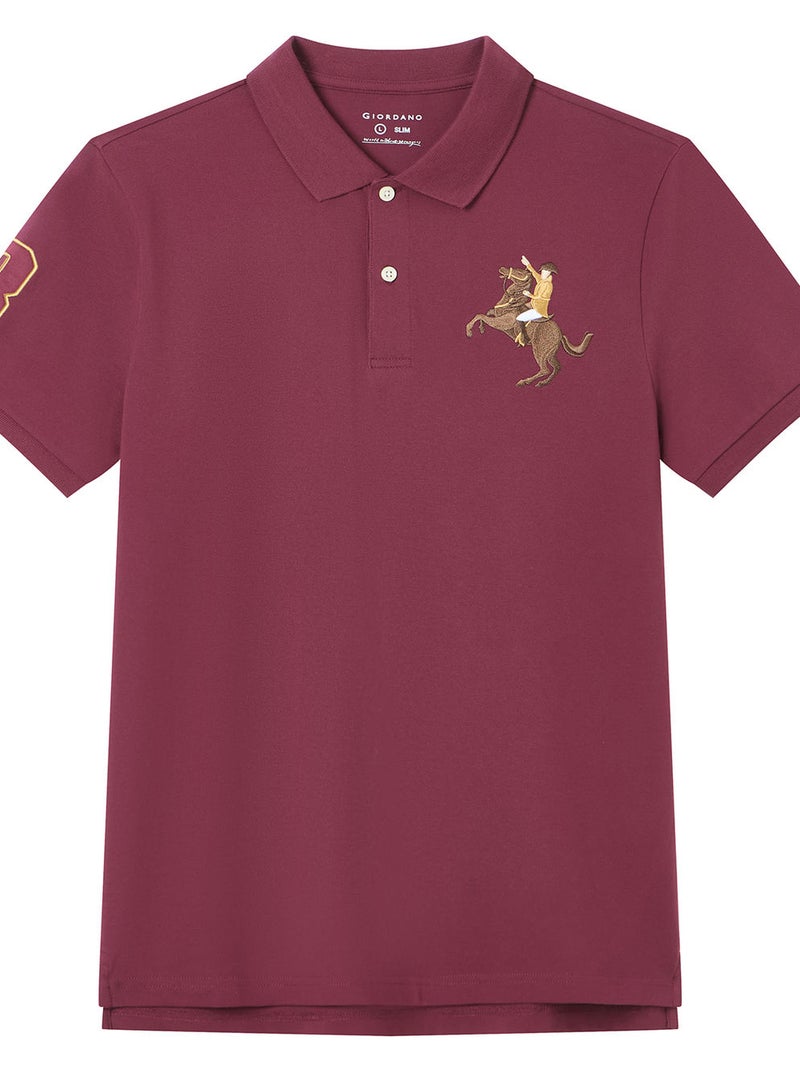 GIORDANO Men’s Slim Fit Napoleon Embroidery Lycra Pique Polo - Image 3