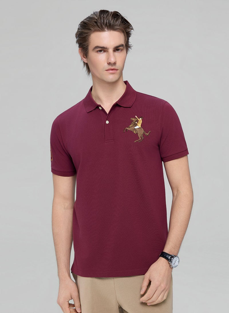 GIORDANO Men’s Slim Fit Napoleon Embroidery Lycra Pique Polo - Image 1