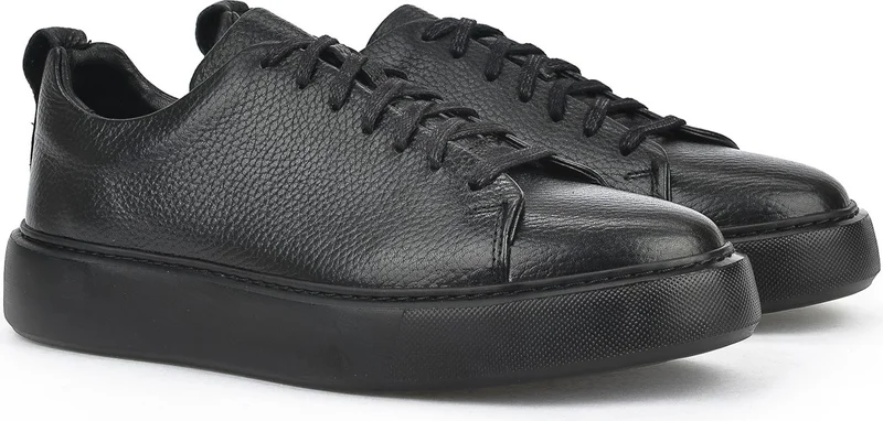 زيا Men's Leather Sneaker 123983 875 Black
