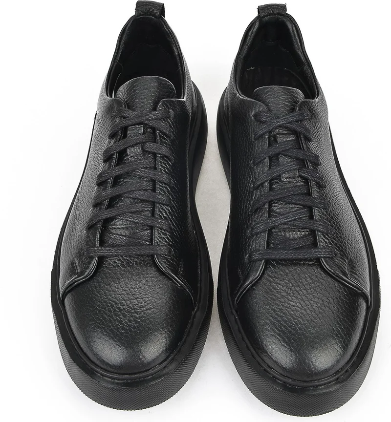زيا Men's Leather Sneaker 123983 875 Black