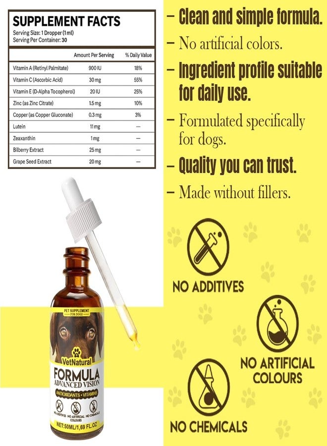 تركيبة VetNatural المتقدمة للرؤية للكلاب، مستخلص التوت البري + اللوتين + الزياكسانثين، تدعم الرؤية الواضحة وتساعد على دعم صفاء العين لدى الكلاب التي تعاني من عيون ضبابية، 50 مل (1.69 أونصة سائلة) - Image 5