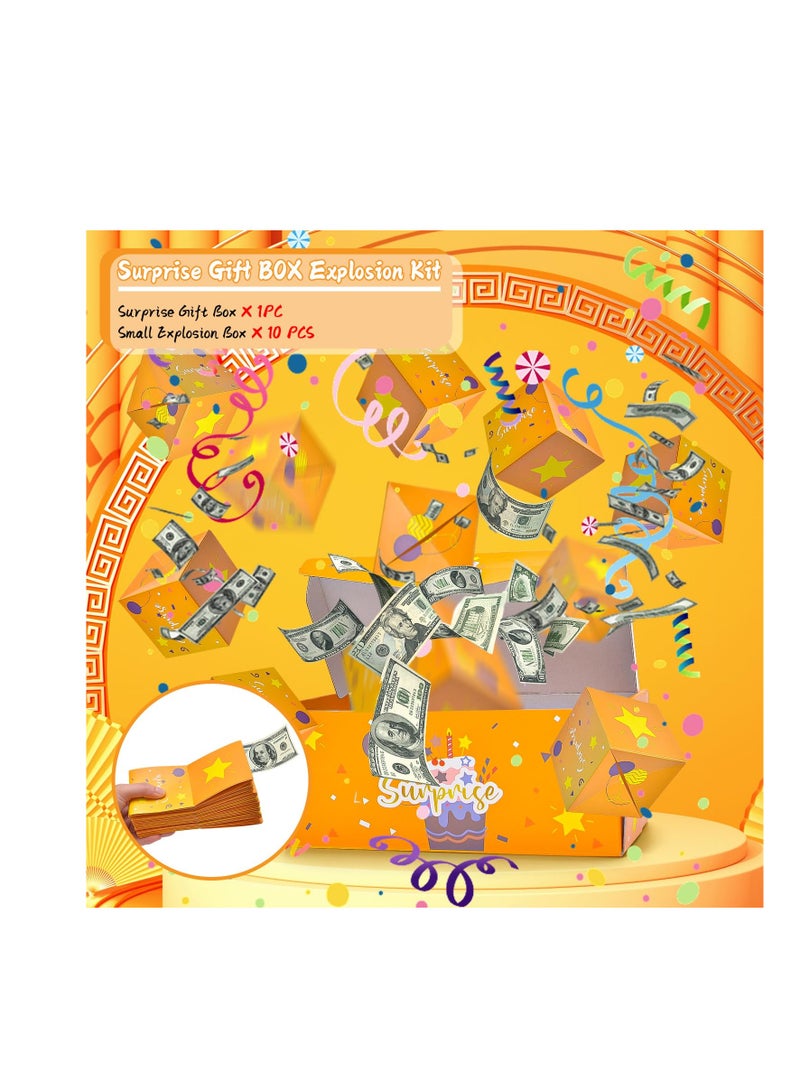 SYOSI Surprise Gift Box Explosion for Money, Pop Up Explosion Box with Confetti, Folding Bouncing Red Envelope Gift Box, Happy Birthday Money Box, for Women Men Kids for Birthday Anniversary Proposal - Image 4