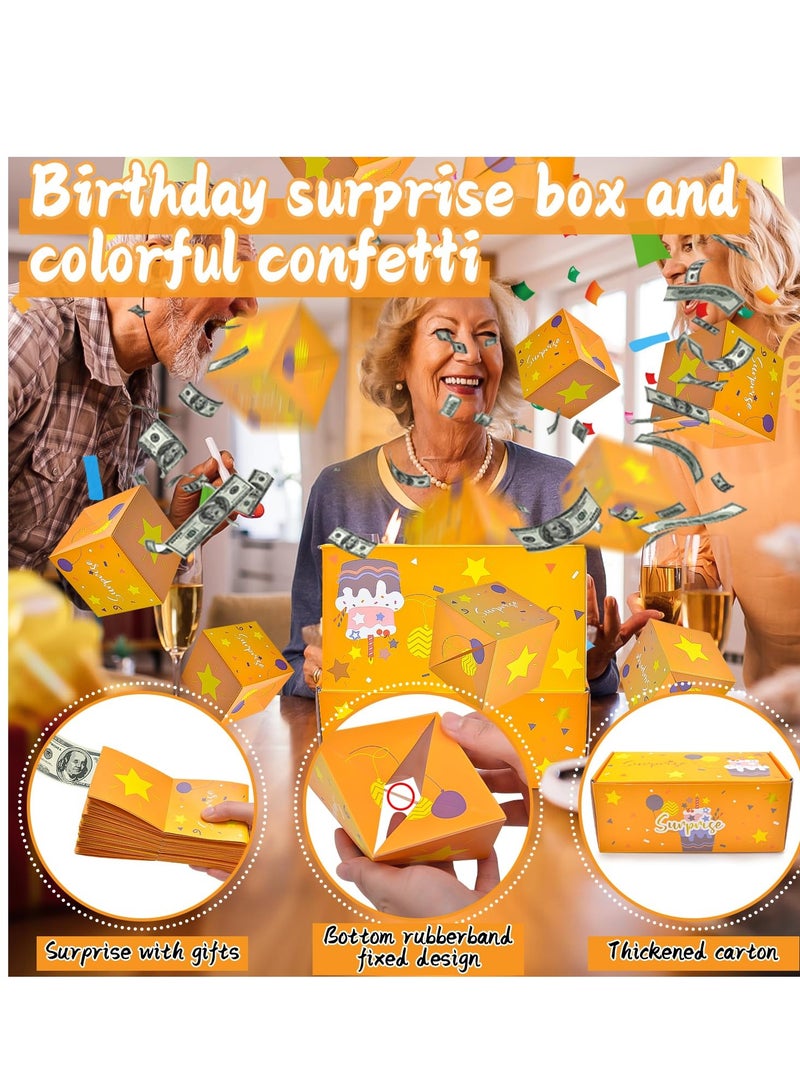 SYOSI Surprise Gift Box Explosion for Money, Pop Up Explosion Box with Confetti, Folding Bouncing Red Envelope Gift Box, Happy Birthday Money Box, for Women Men Kids for Birthday Anniversary Proposal - Image 3
