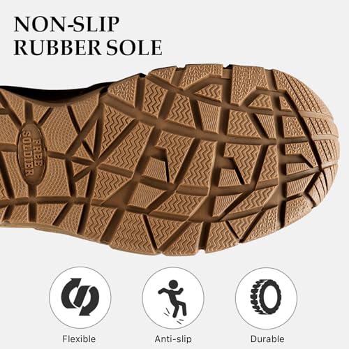 FREE SOLDIER Men's 8 Inch Tactical Side Zip Boots Military Army Work Boots Lightweight Combat Boot for Motorcycle Boot(Brown 11) - Image 3