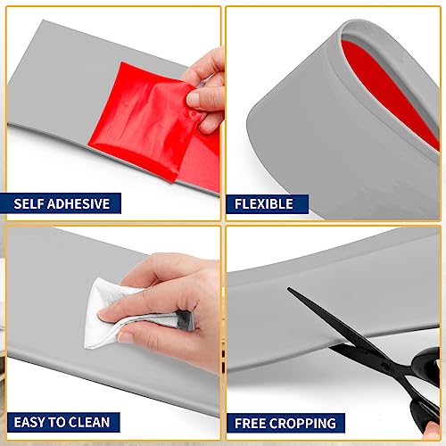 Heonay Flexible Baseboard Molding Trim 4 Inch Self-Adhesive Vinyl Wall Base Peel and Stick Cove Base Rubber Wall Baseboard Moulding Trim (60Ft, Gray) - Image 3