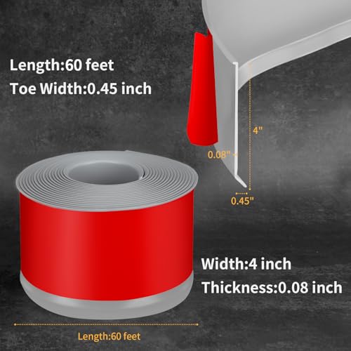 Heonay Flexible Baseboard Molding Trim 4 Inch Self-Adhesive Vinyl Wall Base Peel and Stick Cove Base Rubber Wall Baseboard Moulding Trim (60Ft, Gray) - Image 2