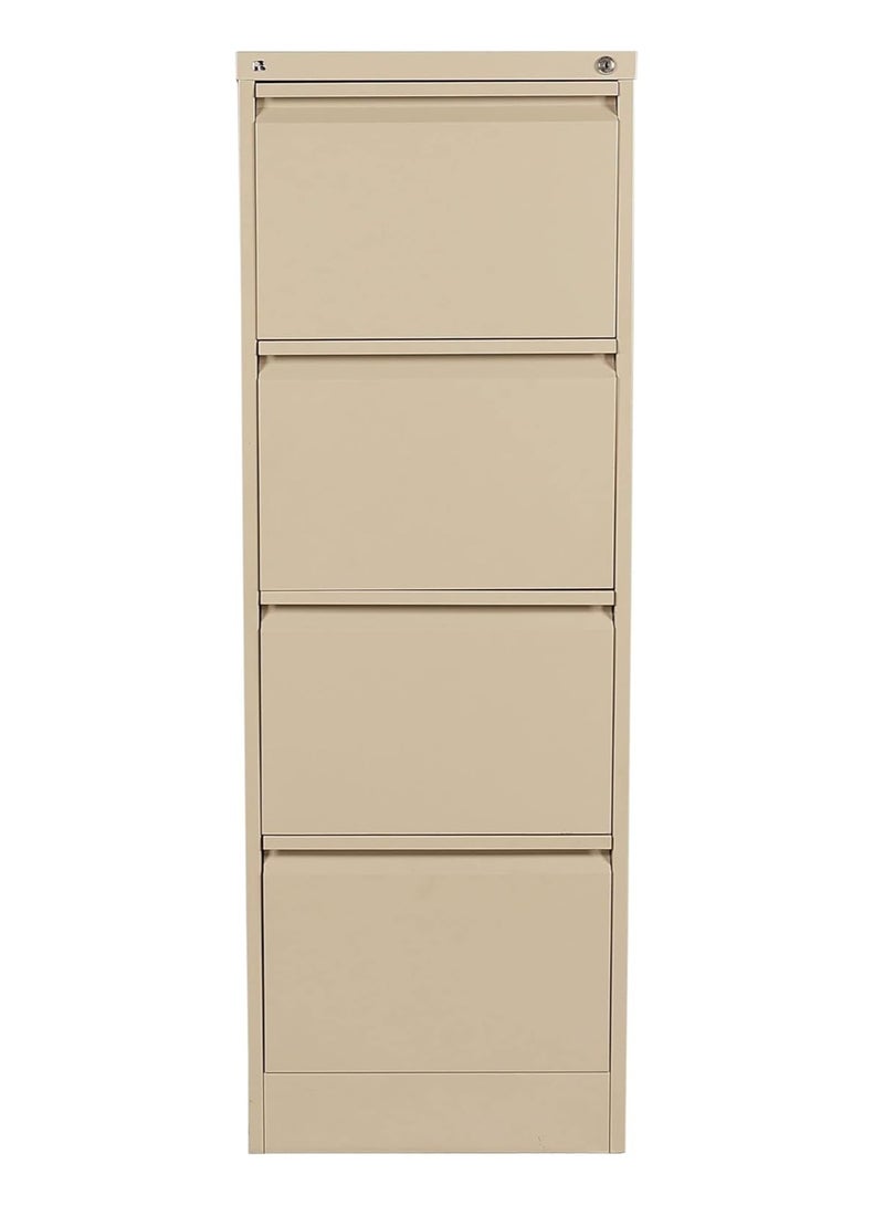 RIGID Vertical Filing Cabinet with 4 Drawers | Heavy-Duty Metal Document Storage | Smooth Sliding Drawers, Key Lock Protection, Office Organizer, Beige (62D x 46.5W x 132H cm) Assembled - Image 2