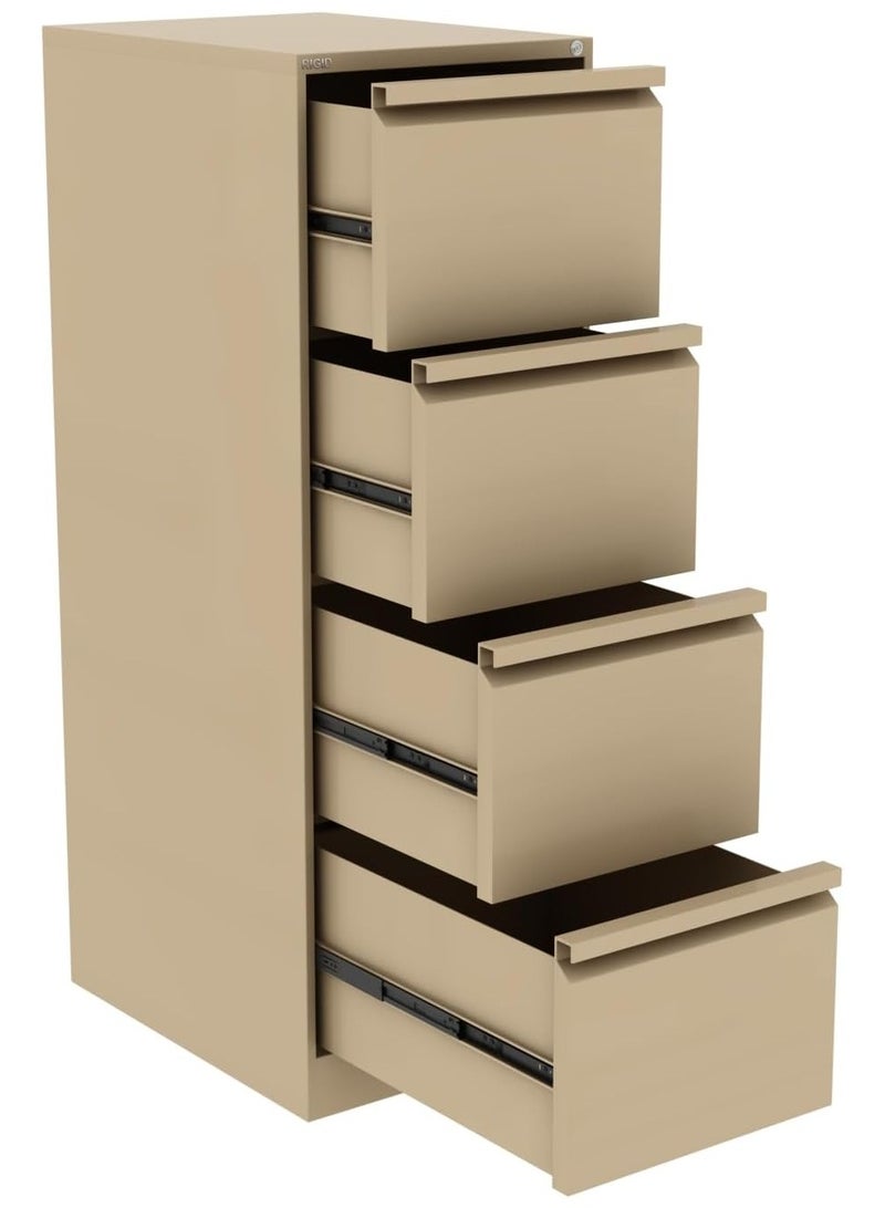 RIGID Vertical Filing Cabinet with 4 Drawers | Heavy-Duty Metal Document Storage | Smooth Sliding Drawers, Key Lock Protection, Office Organizer, Beige (62D x 46.5W x 132H cm) Assembled - Image 3