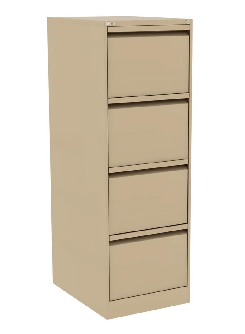 RIGID Vertical Filing Cabinet with 4 Drawers | Heavy-Duty Metal Document Storage | Smooth Sliding Drawers, Key Lock Protection, Office Organizer, Beige (62D x 46.5W x 132H cm) Assembled - Image 4