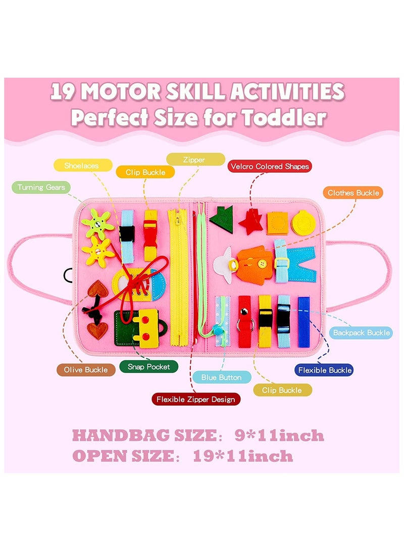 Sybil's Busy Books for Kids Montessori Preschool Activity Books for Toddlers and Kids 3-5 Years Children Educational Toys With Zipper Basic Skills Development Busy Board (Little Explorers Pink) - Image 3