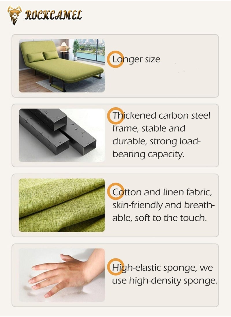 ROCKCAMEL - 3-In-1 Armchair Sofa With Angle Adjustment,100cm Wide Convertible Sofa Bed And Leisure Recliner, Skin-Friendly Flannel Fabric, Removable And Washable, Suitable For Home And Office, Free Two Pillow, Can Lie down, Sit Or Sleep, Multifunctional Backrest Sofa Seat - Image 1