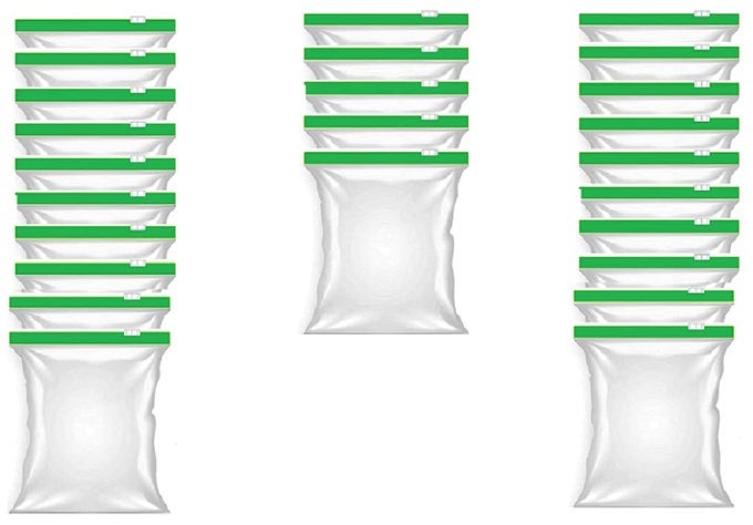 PACK OF 25 ZIPLOCK BAGS FOR STORAGE FRIDGE VEGETABLE STORAGE BAGS FREEZER REUSABLE ZIPPER BAGS FRIDGE ORGANISER VEGETABLE STORAGE BAGS FOR REFRIGERATOR MEDIUM SIZE 9X10 GREEN S7432