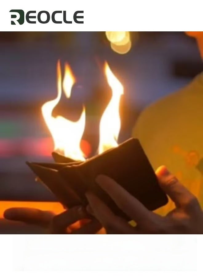 REOCLE Card Holder Wallet Magic Trick Flaming Fire Wallet Magician Stage Street Inconceivable Show Prop Upgraded Magic Flame Wallet Big Flame Magician Trick Wallet Stage Street Show Wallet - Image 2