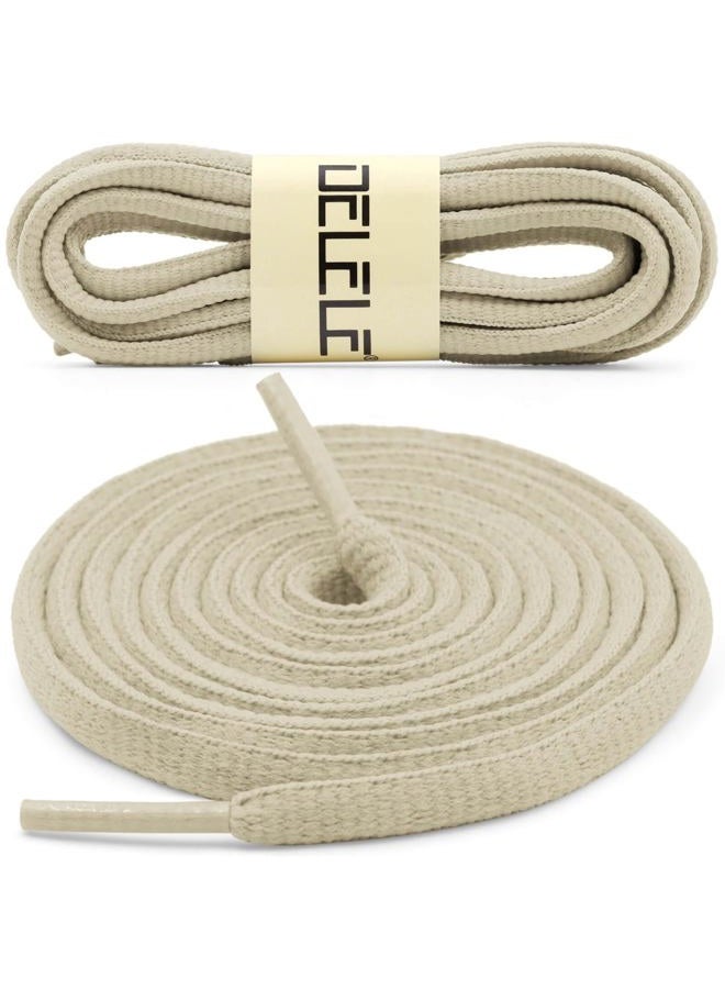 DELELE 2Pair Oval Shoes laces 42 Colors Half Round 1/4" Athletic ShoeLaces for Sport/Running Shoes Shoe Strings Beige -45 inch - Image 2