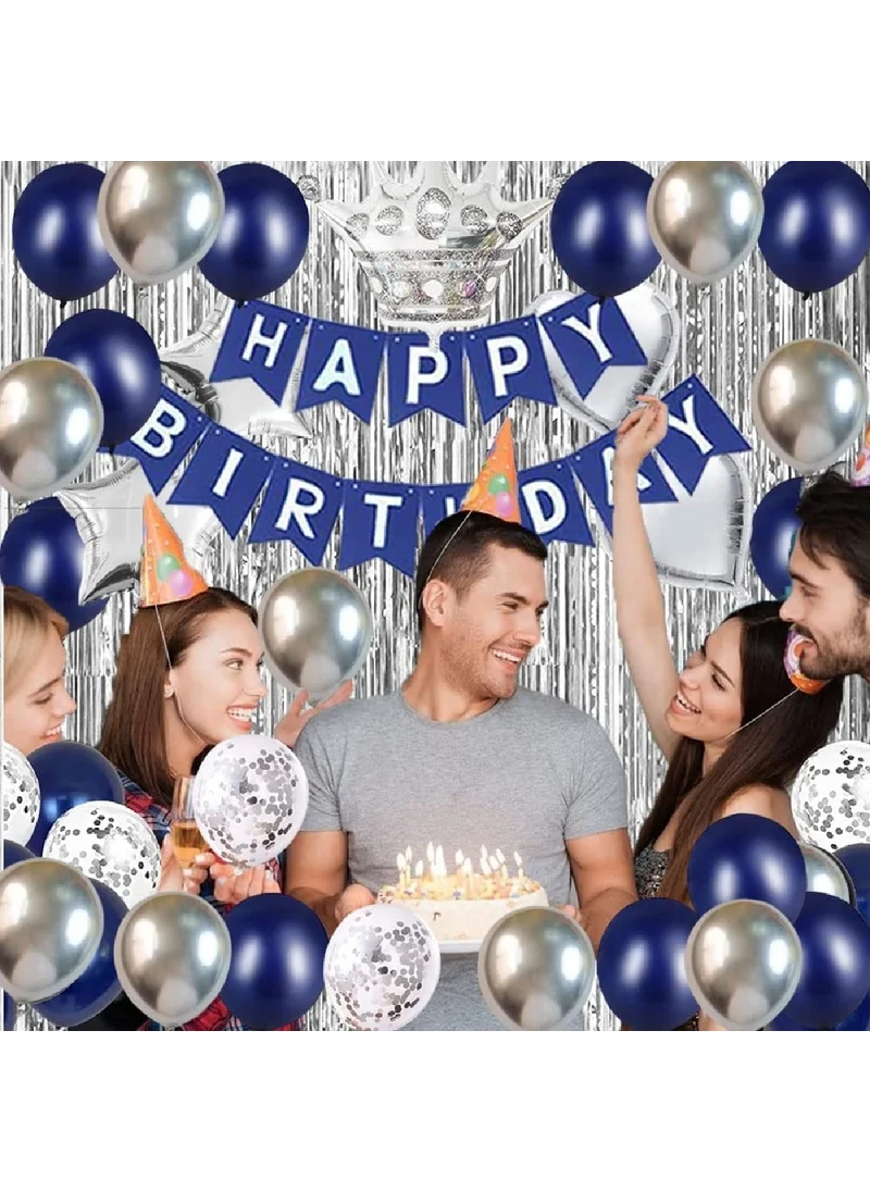 Bkmc Silver King Crown Balloon Chain Birthday Set Happy Birthday Party Decoration