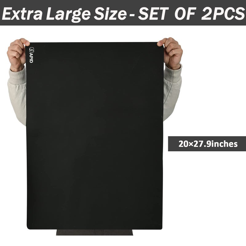 Sapid 2Pcs Thick Silicone Mat for Crafts, Nonstick Silicon Sheet for Epoxy Resin, Jewelry Mold Casting, Art Painting Mats, Food Grade Pastry Mat, Heat- Resistance Placemats (20"Ã—27.9", Black) - Image 2
