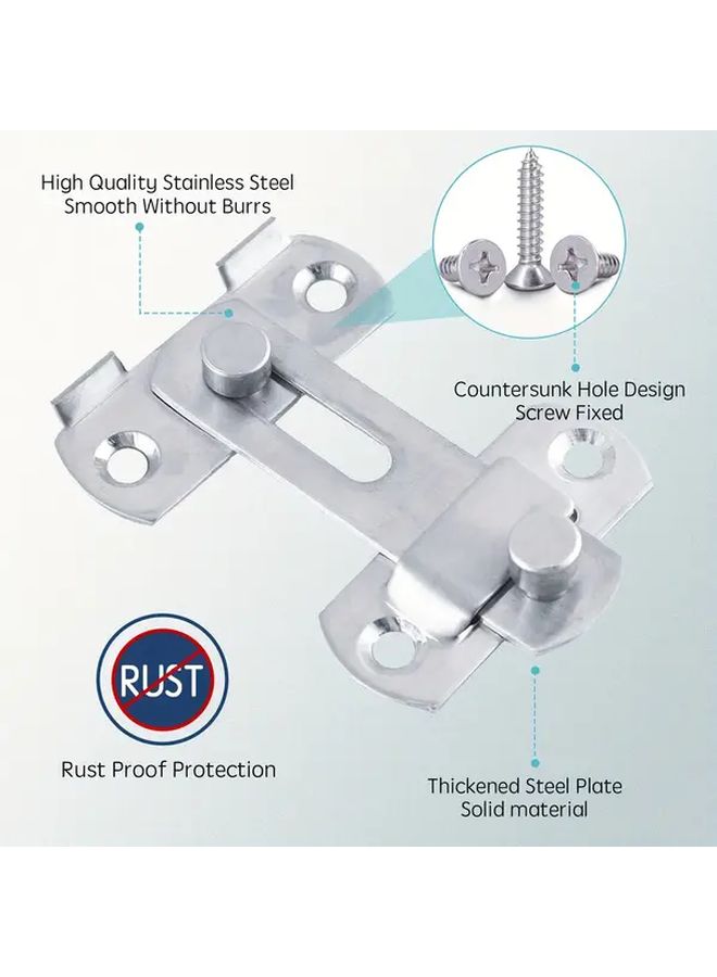 Brushed Stainless Steel Sliding Door Latch 180 Flip Lock Set Of 2 For Bathroom Garage - Image 5