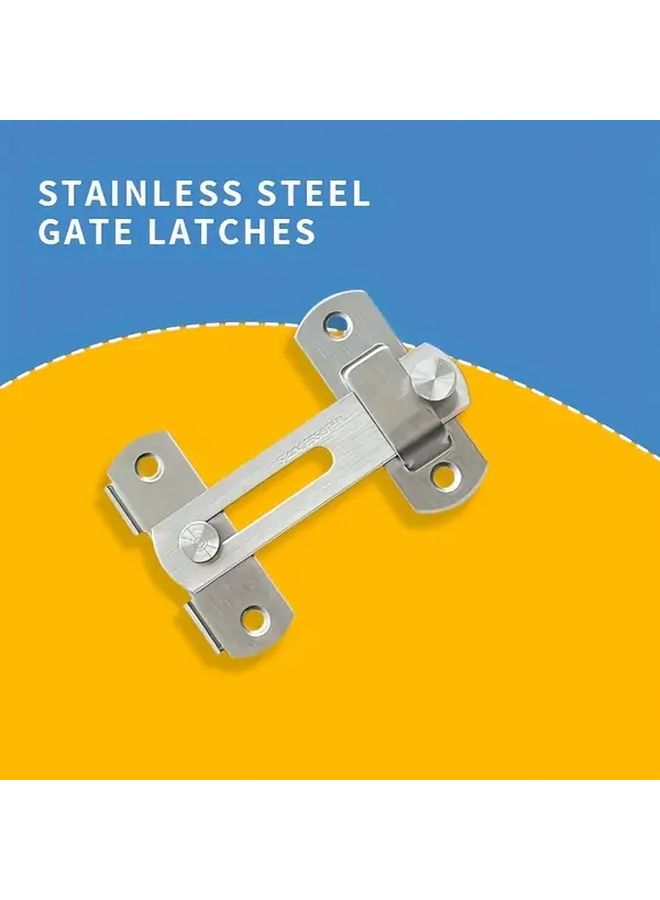 Brushed Stainless Steel Sliding Door Latch 180 Flip Lock Set Of 2 For Bathroom Garage - Image 2