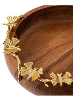 Round serving dish made of beech wood with multi-use golden butterfly decor - pzsku/Z963BBCA9BA6F77D571DFZ/45/_/1677750626/631fcfc2-189c-436c-9e60-f832c4214840