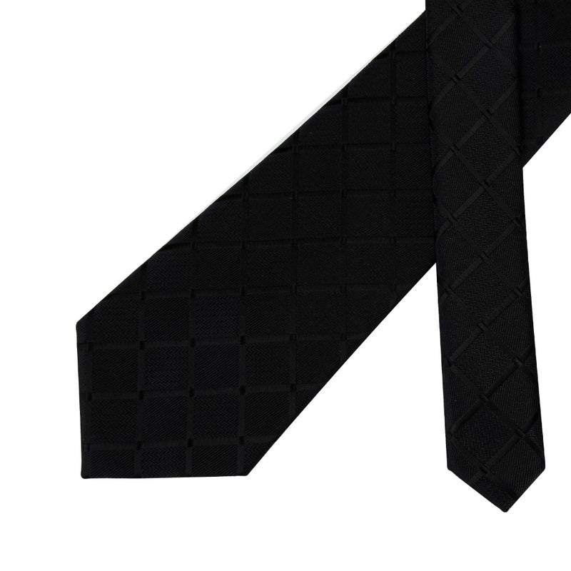 GUSLESON Black Ties for Men 3.15"(8cm) Necktie Mens Plaid Tie for Wedding (0694-24) - Image 3