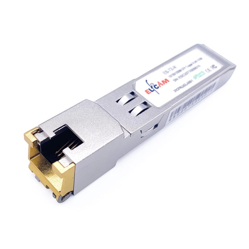 Elfcam ® - 10Gb SFP+ to RJ45 Copper Transceiver Module, 10Gbase-T 30m, Up to 30 Meters on Cat.6A Cat7 Cat8 Ethernet Cable, Compatible with Cisco SFP-10G-TS and Open Switch - Image 1