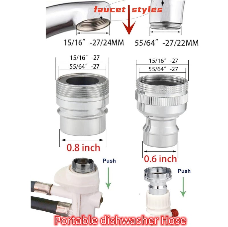 Piumeif Dishwasher Faucet Adapter Connector Attachment fit for Frigidaire Kenmore LG GE Maytag Portable Dishwasher/Washing Machine to Sink - Image 2