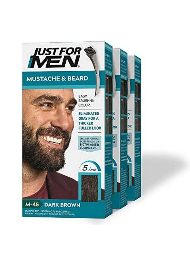 Just For Men صبغة الشارب واللحية للشعر الرمادي مع فرشاة مرفقة لون بني داكن عبوة من 3  - Image 3