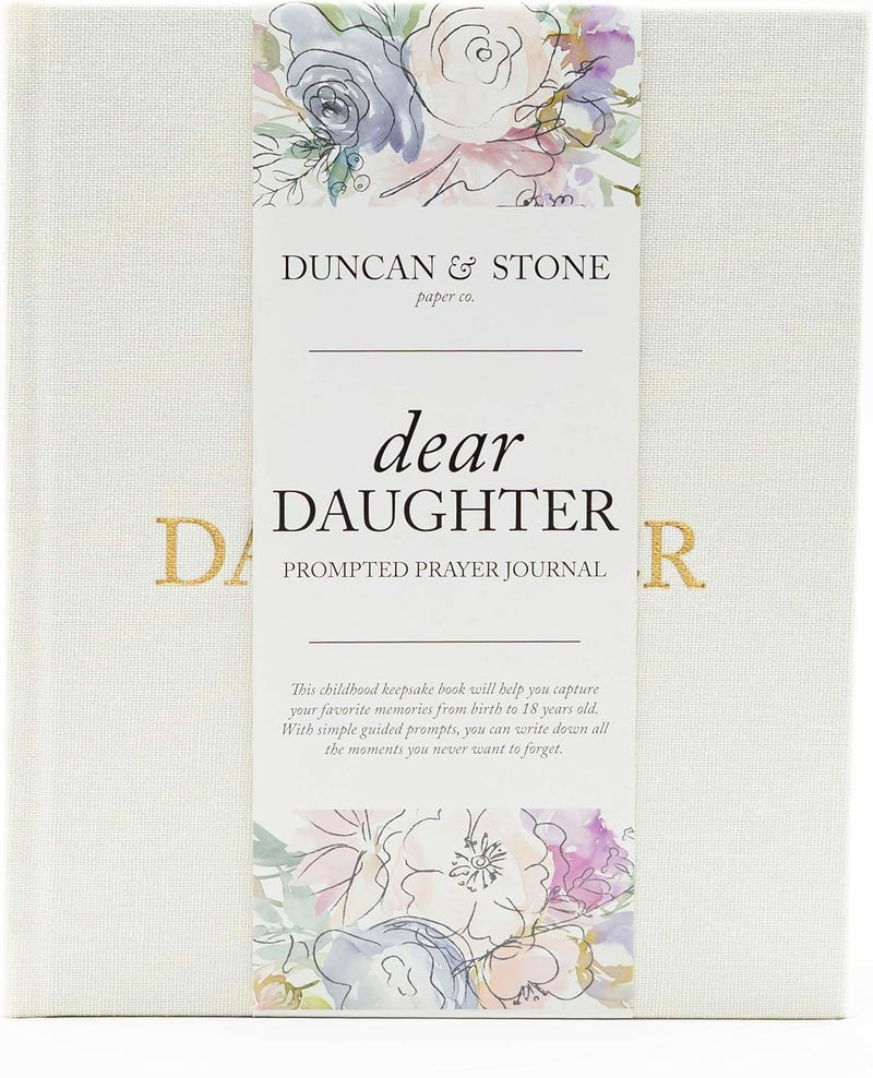 DUNCAN & STONE PAPER CO. Dear Daughter: A Prompted Prayer Journal Childhood Keepsake Baby Memory Book - Cream | Baby Girl Gift | Baby Scrapbook Album | New Mom Gift - Image 1