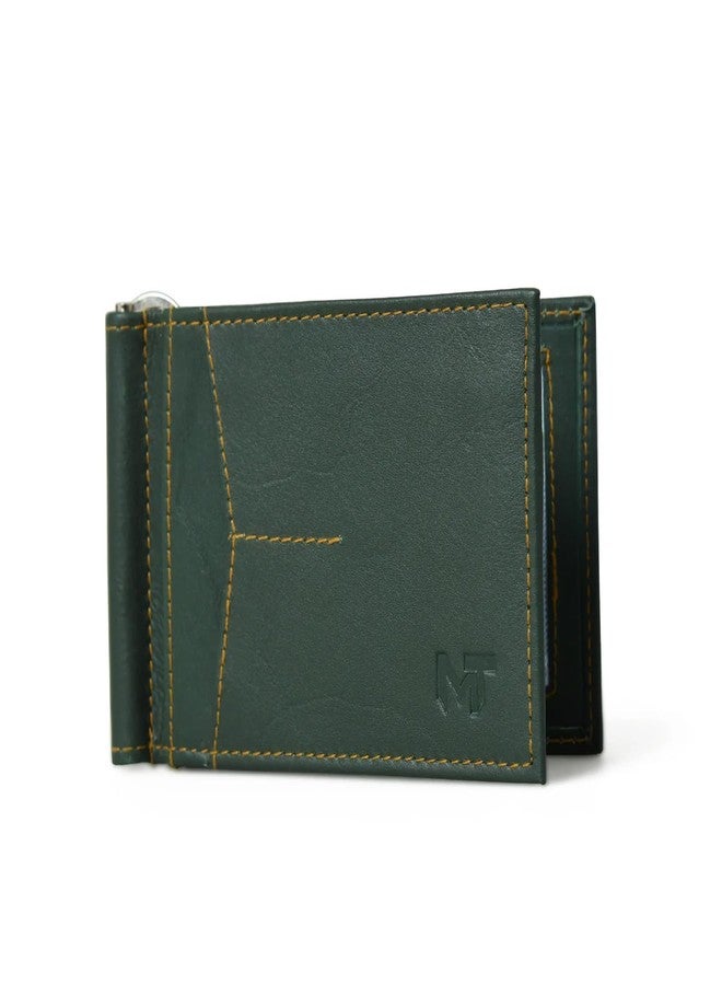 MaheTri Finley Money Clipper | Leather Wallets for Men with Strong Metal Clip | RFID Money Clip Wallet | Men's Front Pocket Minimalist Wallet (Green) - Image 1