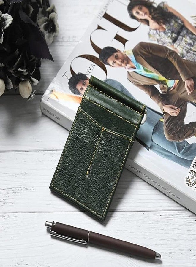 MaheTri Finley Money Clipper | Leather Wallets for Men with Strong Metal Clip | RFID Money Clip Wallet | Men's Front Pocket Minimalist Wallet (Green) - Image 5