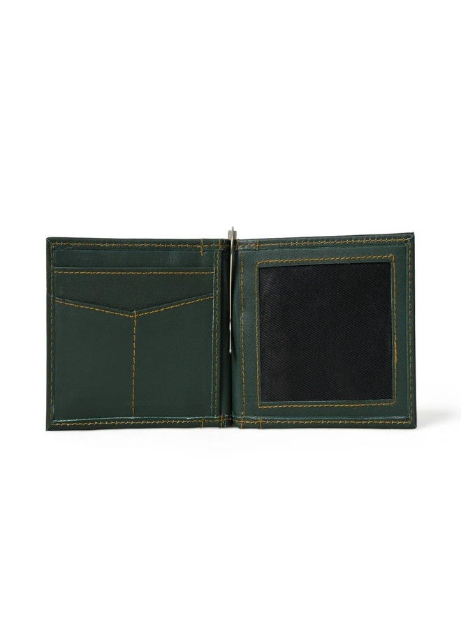 MaheTri Finley Money Clipper | Leather Wallets for Men with Strong Metal Clip | RFID Money Clip Wallet | Men's Front Pocket Minimalist Wallet (Green) - Image 2