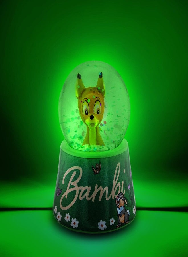 Silver Buffalo Disney Bambi and Thumper Pretty Flower Mini Light-Up Adult Snow Globe with Swirling Glitter | 3 Inches Tall - Image 2