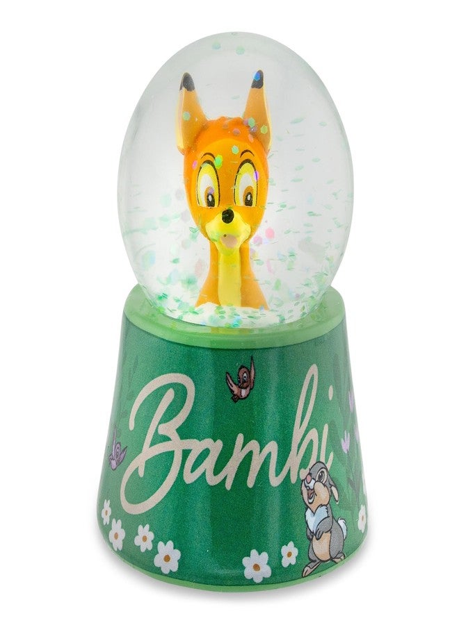 Silver Buffalo Disney Bambi and Thumper Pretty Flower Mini Light-Up Adult Snow Globe with Swirling Glitter | 3 Inches Tall - Image 1