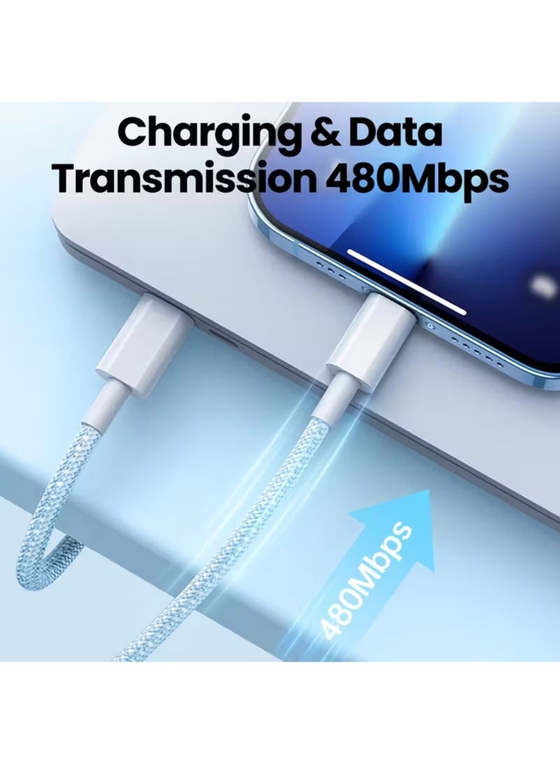 زدترون كابل شحن سريع من USB C إلى Lightning (1 متر / 3.3 قدم) لهاتف iPhone 14 13 12 11 Pro Max XR SE | شاحن مضفر متين من النوع C إلى Lightning للسيارة وCarPlay ومزامنة البيانات - Image 5