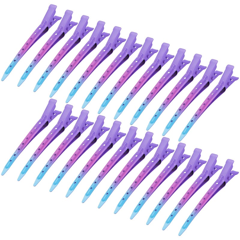 Bantoye 24 Packs Duck Bill Clips Bantoye 335 Inches Rustproof Metal Alligator Curl Clips with Holes for Hair Styling Hair Coloring Gradient Purple - Image 3