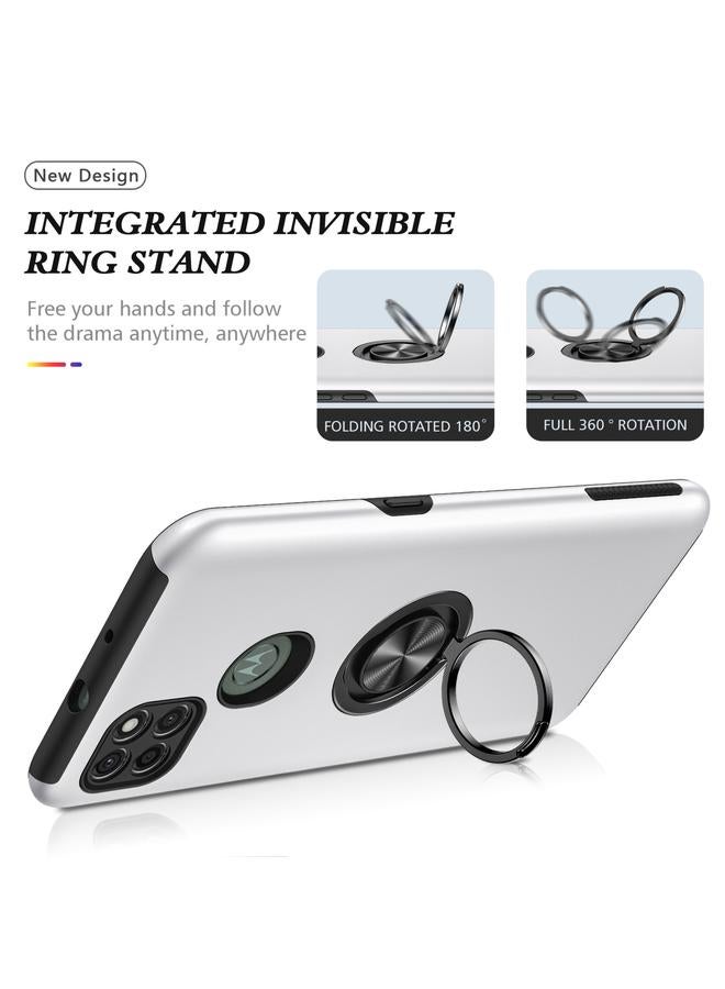S-TOP Case For Motorola Moto G9 Power PC + TPU Shockproof Magnetic Protective Case with Invisible Ring Holder - Image 5