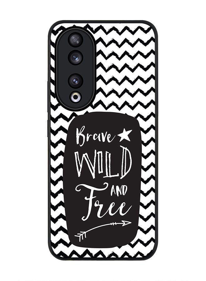 Stylizedd Rugged Black edge case for Honor 90 5G, Slim fit Soft Case Flexible Rubber Edges Anti Drop TPU Gel Thin Cover -  Brave, Wild And Free - Image 1