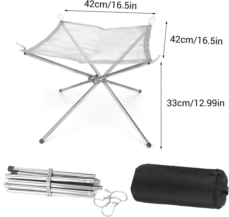 TERRIFI Portable Fire Pit for Camping Fire Bowl Fire Baskets Foldable Lightweight Handy Stainless Steel Mesh Fireplace for Outside,Garden, Patio, Camping, Barbecue - Image 2