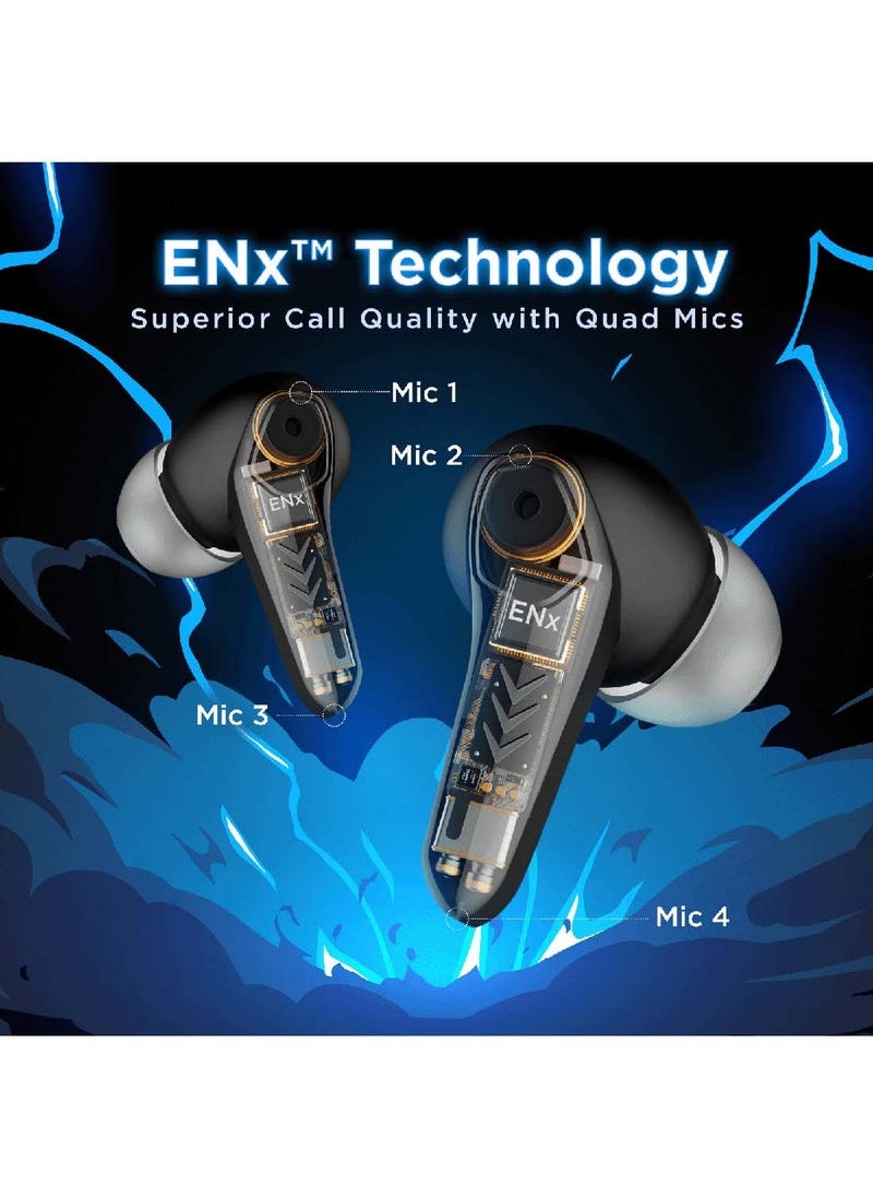 JAJEEK Immortal 131 Wireless Earbuds with Beast Mode Gaming, 40H Total Playback, ENx Noise Cancellation Technology, Deep Bass, Fast Charging, Touch Controls, IPX5 Water Resistance, Bluetooth 5.3, Low Latency Audio, HD Mic – Black Sabre – Ideal for Music & Gaming  - Image 5