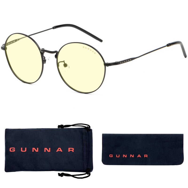 Gunnar Optiks Amber Lens Round Blue Light Blocking Black Adult - Image 2