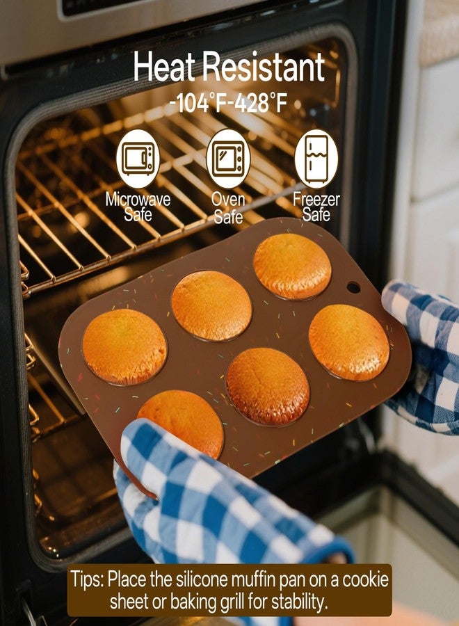 Firstfooby 2 Pack Silicone Muffin Pan for Baking, Regular Size Nonstick Cupcake Pan, 6-Cup Silicone Muffin Tin BPA Free Dishwasher Safe, Great for Muffin Cupcake Brownie Egg Tart - Image 5