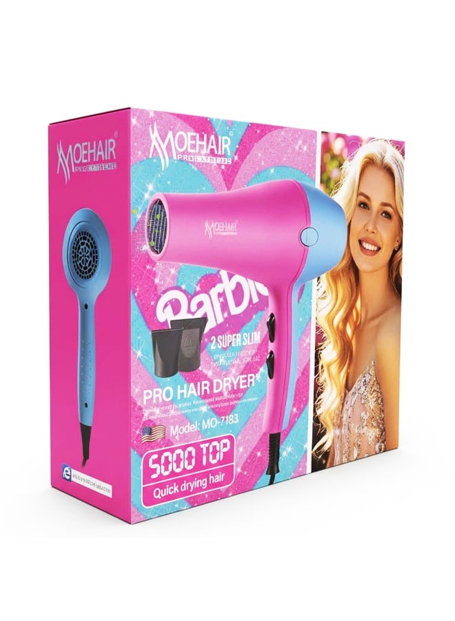 MoeHair Professional Hair Dryer 5000W with Ionic & Keratin Protection, MO-7183 Hot & Cold Air, Fast Drying and Frizz Control Blow Dryer for All Hair Types , Lightweight Design for Home & Salon Use - Image 3